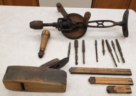 Carpenter Tools Drill Brace &amp; Bits,  Push Pull Ratchet Screwdriver, Mult... - $163.63