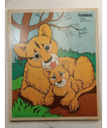 Vintage 1989 Playskool wooden puzzle Mom and Baby Lions. Made in the USA. - $242.67 MXN