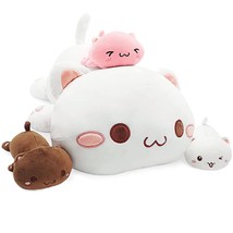 Cat Stuffed Animal Mommy 19.7&quot; With 3 Kitty Plushies, 4 Piece Of Cute Cat Plush  - £35.11 GBP