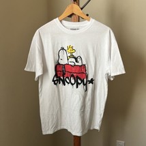 Peanuts T-Shirt Adult XS White Snoopy Double Sided Cotton Tee Graffiti O... - $12.86