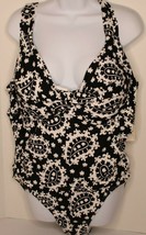 Anne Cole MRSP $112 Blouson One Piece Swimsuit Size 22W Black/White - £26.77 GBP