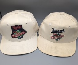 Vintage 1987 &amp; 1991 Minnesota Twins World Series Snapback Hat Cap Adjust... - £38.75 GBP