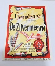 Early 1920&#39;s Genievre Pur Grain De Zilvermeeuw Spiritueux Advert Paper Label - £14.19 GBP