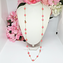 Kate Spade New York Pink Enamel Bead Station Necklace Gold Tone - $34.95