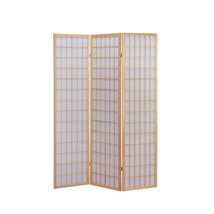 3-Panel Wooden Room Divider Japanese Shoji Screen in Natural - $3,645.41 MXN