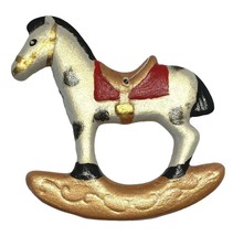 Rocking Horse Christmas Tree Ornament Handpainted Ceramic Vintage 2.5 Inch Tall - £11.05 GBP