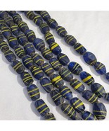 Vintage bellissime vecchie perle antiche africane in vetro blu a strisce... - $1,108.72 MXN