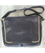 Cole Haan Brown Leather Men&#39;s Messenger Laptop Shoulder Bag With Tan Trim ! - €24,89 EUR