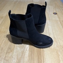 Divided H&amp;M Boots Womens 8.5Platform Chelsea Ankle High Heels Black Faux... - $22.58