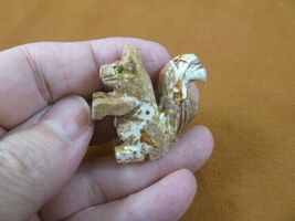 (Y-SQU-15) little red white SQUIRREL stone carving SOAPSTONE PERU love s... - $8.99