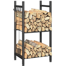 Fire Wood Log Storage Stand With Kindling Holder For Indoor Fireplace W/... - £54.92 GBP