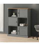  Bookcase Grey Solid pine wood, engineered wood, metal Tall - $400.72 CAD