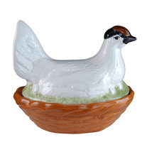 Vintage American Staffordshire Style Covered Hen dish Marked BP USA - $84.15