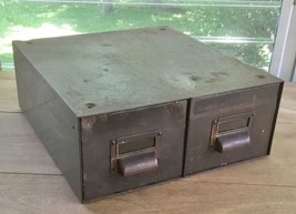Vintage Art Metal 2 Drawer Steel Card Catalog File 14&quot; x 13&quot; x 5&quot; - $35.00