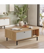 Crea Coffee Table with Metal Legs and Doors UV Print Pine - $5,541.33 MXN