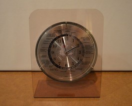 Vintage Lucite Acrylic Stand GMT World Time Zone Clock With Airplane Hand Japan - £51.56 GBP