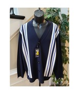 Murano Back to Space Men’s XXL Navy Blue Striped Knit Cardigan 100% Acrylic - $60.93 CAD