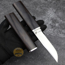 Japanese Samurai Mini Katana Straight Sharp Knife Ebony Handle Outdoor Hunting - £46.84 GBP