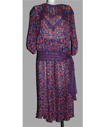 VTG Diane Freis Georgette Floral Semi-Sheer Side Tie Top &amp; Pleated Skirt... - $102.56 CAD