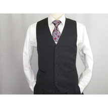 Men Suit ADOLFO 3Pc 100% Soft Wool Vested Business Formal 2 Button 1608 Charcoal image 10