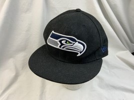 Seattle Seahawks NFL New Era  Black Hat Cap Fitted size 7 3/4 - £15.81 GBP