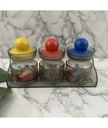Vintage 90s Plastic Desk Organizer Storage Jars Set Colorful Paperclips ... - $484.96 MXN
