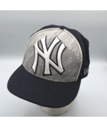 New York Yankees New Era Black Wool Fitted Oversize Logo Hat Size 7 MLB Cap - $27.32 CAD