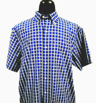 Izod Saltwater Mens Large Relaxed Classics Casual Short Sleeve Button Shirt Blue - £11.05 GBP