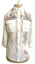Da-Nang White Embroidered Blouse XS Military-Inspired Layers Yet Feminine - £19.08 GBP