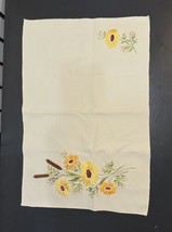 Vintage Hand Embroidered Table Runner Dresser Scarf Bouquet Flowers Edge 18.5x12 - £9.46 GBP