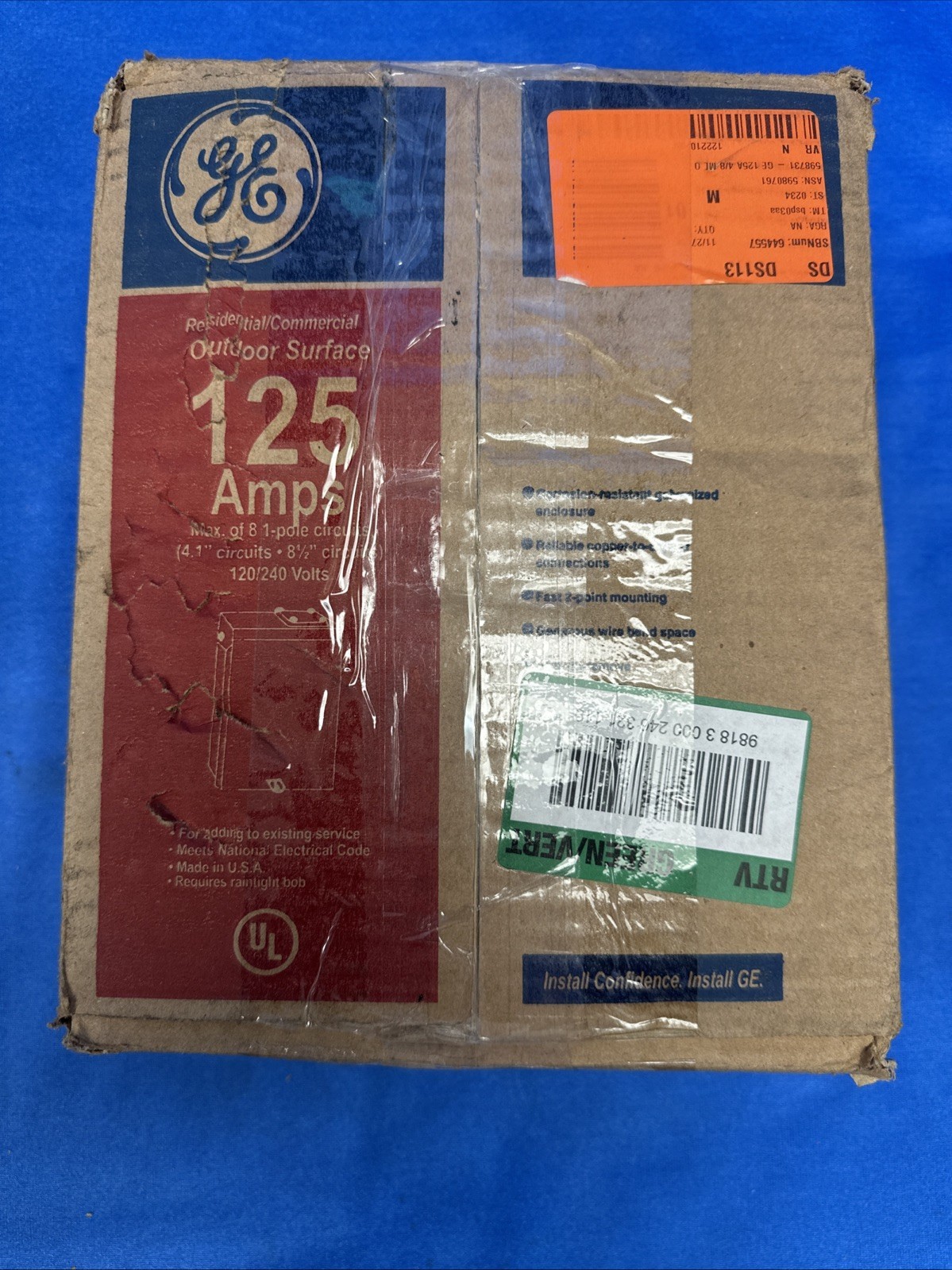GE Outdoor 125 Amp 4-Space 8-Circuit Single-Phase Main Lug Circuit Break... - $39.59