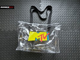 MTV Exclusive Large Clear Tote Handbag Shoulder Beach Bag w Black Should... - $49.49