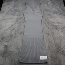 Club Monaco Dress Womens M Gray Ribbed Sleeveless V neck Midi Fit Flare Outfit - £28.10 GBP