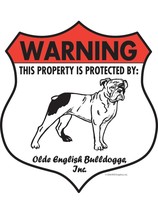 Warning! Olde English Bulldogge - Property Protected Dog Aluminum - Badge Shape - £11.95 GBP