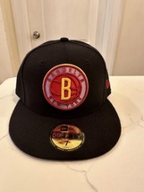 Brooklyn Nets Black/Burgendy Fitted Cap Size 7 1/8 - £19.78 GBP