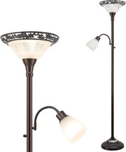 Luvkczc Victorian Floor Lamp for Living Room 70&quot; Elegant Standing Lamp w 2 Heads - £33.93 GBP