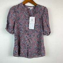 Beach Lunch Lounge Womens XS Multicolor Printed Split Neck Blouse NWT CF72 - £20.80 GBP