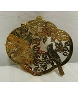 Vintage Gold Metal Hallmark Birds And Holly Ornament 1990 - £7.95 GBP