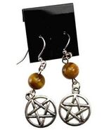 Tiger Eye Pentagram Pierced Earrings! - $7.87