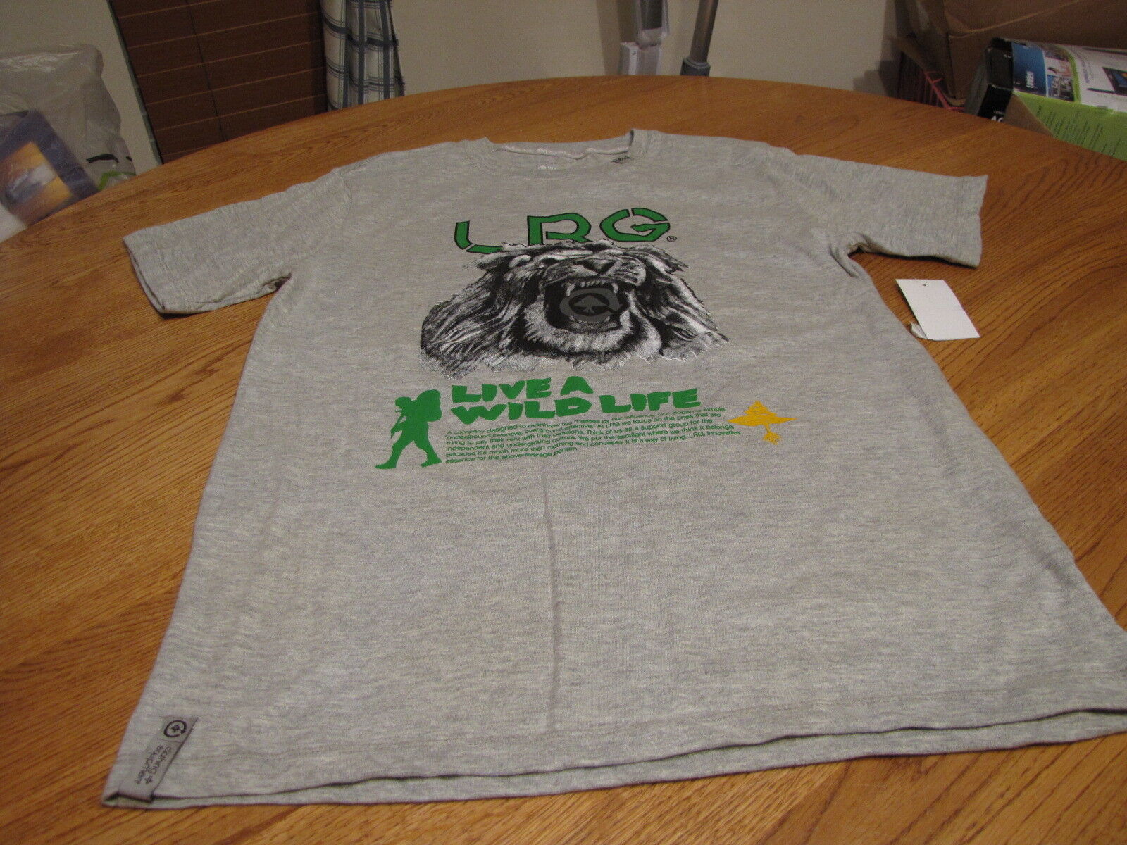 Boys youth LRG brand T shirt premium fit medium M ash grey live a wild l... - $10.29