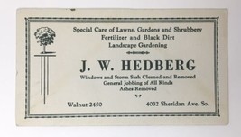 Vintage Blotter Style Advertising Card J. W. Hedberg Landscape Landscapi... - $20.00