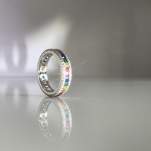 925 Sterling Silver Borderless Princess Seiko Micro-Set Diamond Ring with Ring I - £57.44 GBP