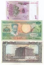 Suriname, Congo, Liban, Set of 3 Different Countries Banknote In UNC - $11.26
