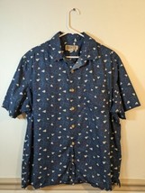 Duluth Trading Co Mens Large Relaxed Fit Short Sleeve Button Up Shirt Bl... - $10.89