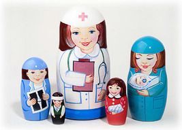 Nurse Nesting Doll - 5&quot; w/ 5 Pieces - £47.95 GBP