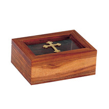 4.5&quot; Wooden Glass Relic Case Incense Storage Box Christian Church Home Use - $19.79