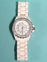 Peugeot Women’s White Acrylic Bracelet White Dial Crystal Watch 7055 - $14.80