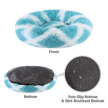 Warm Plush Round Donut Pet Dog Cat Bed Fur Cuddler Soft Puppy Calming Bed Kennel - £27.40 GBP