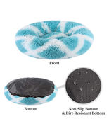 Warm Plush Round Donut Pet Dog Cat Bed Fur Cuddler Soft Puppy Calming Be... - £27.52 GBP