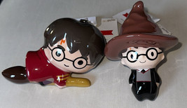 Harry Potter In Wizards Hat &amp; w/Broom Decoupage Christmas Ornaments Hallmark New - £23.63 GBP